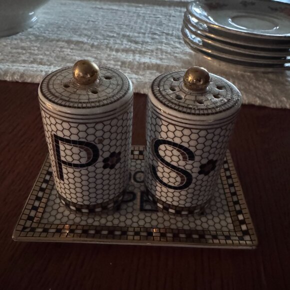 Anthropologie Bistro Tile Salt and Pepper Shaker Set - Picture 3 of 4